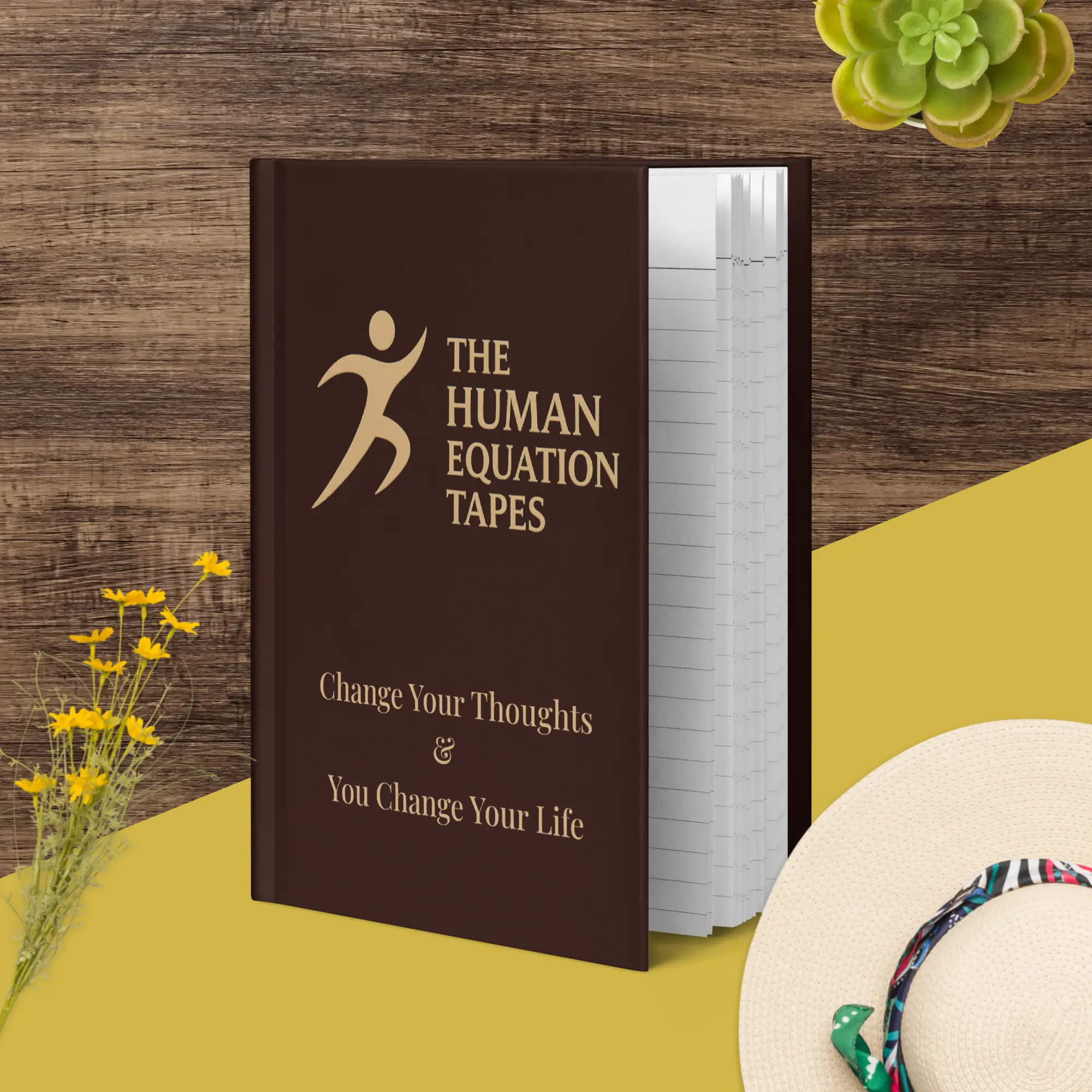 Human Equation Tapes Hardcover Journal on Table